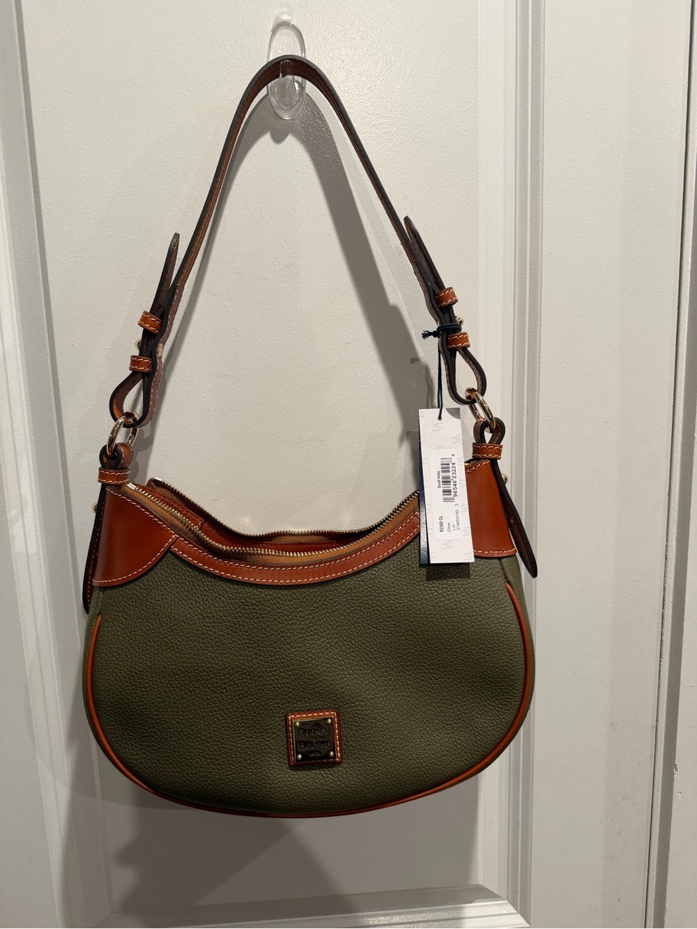 Dooney & Bourke Pebble Grain Small Hobo Shoulder Bag - Olive - Picture 8 of 12